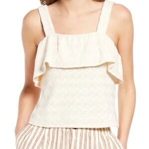 Madewell Ruffle Cami Tank Top Cream Ivory Chevron Knit Tank Small
